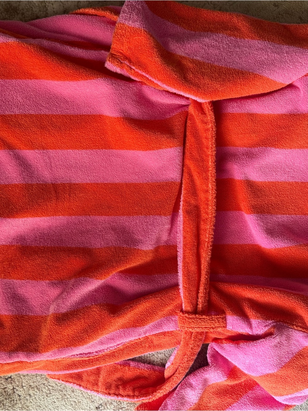 Hommey Striped Pink & Orange Plush Bathrobe - Picture 8 of 10